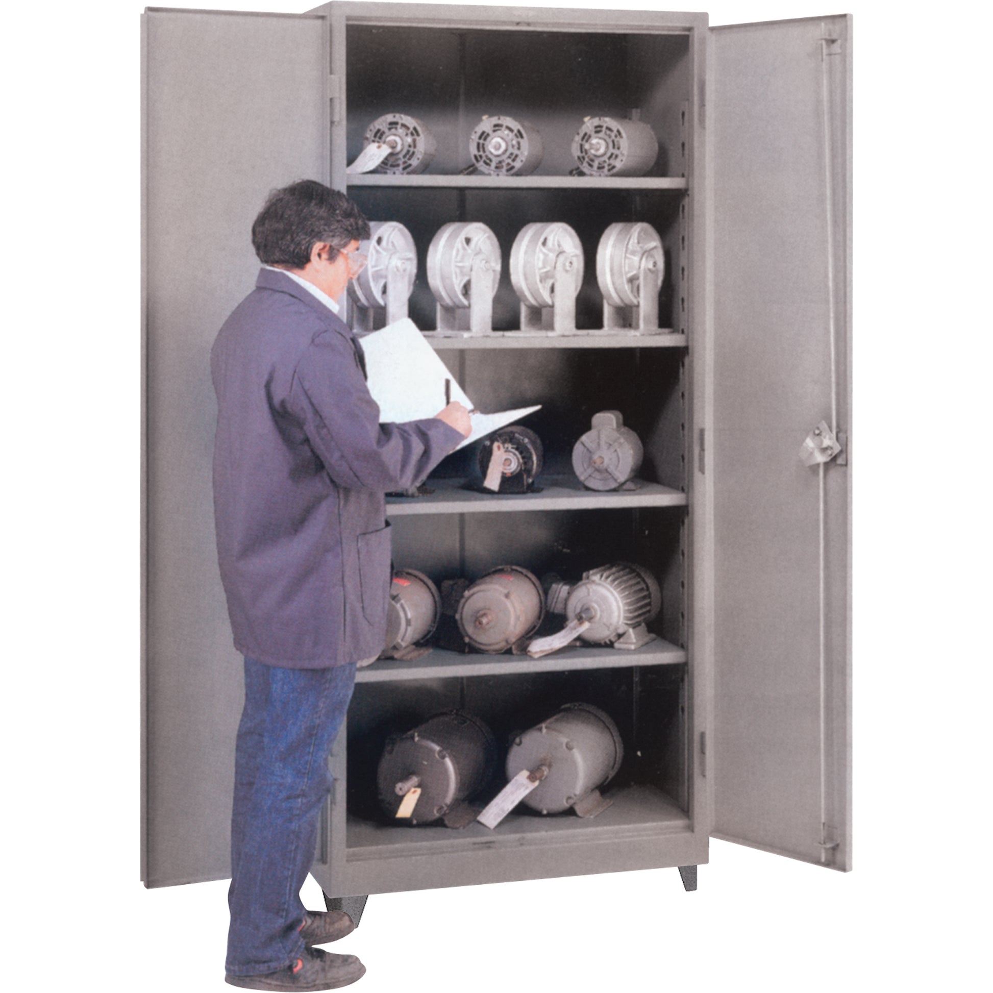 Heavy Gauge Storage Cabinets, Steel, 3 Shelves, 60" H x 36" W x 21" D, Grey