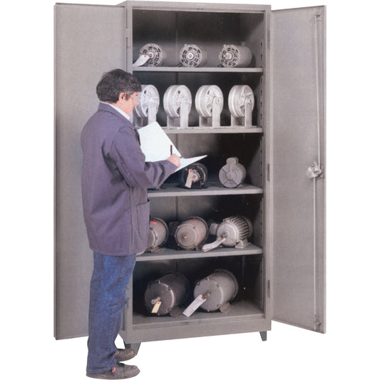 Heavy Gauge Storage Cabinets, Steel, 3 Shelves, 60" H x 36" W x 21" D, Grey