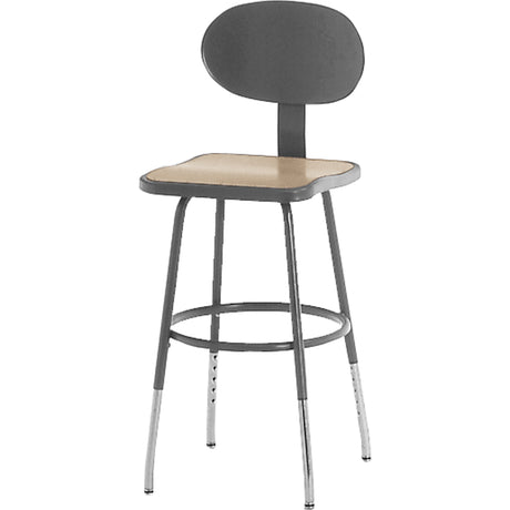 500 Series Stool, Stationary, Adjustable, 18" - 26", Steel/Masonite Seat, Grey