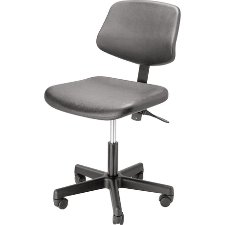 1500 Series Heaving Duty Stool with Back, Mobile, Adjustable, 16" - 22", Polyurethane Seat, Black