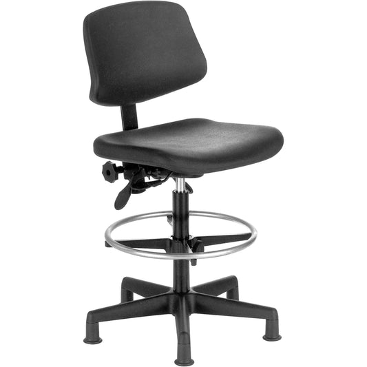 Heavy-Duty Stool , Mobile, Adjustable, 23" - 33", Polyurethane Seat, Black