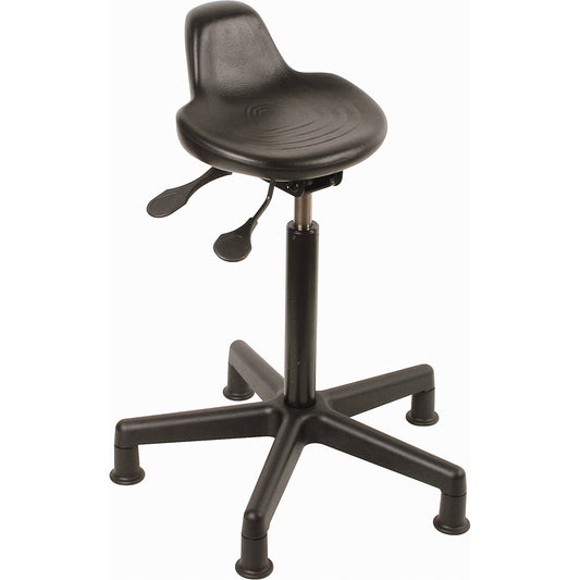 Stool, Sit/Stand, Adjustable, 23" - 33", Polyurethane Seat, Black