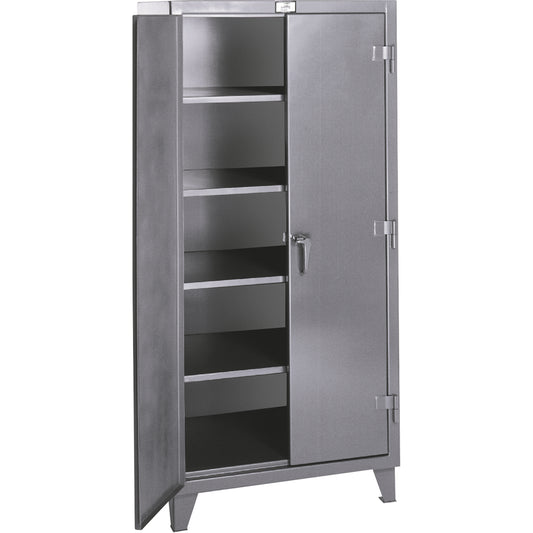 Rough & Tough Storage Cabinets, Steel, 4 Shelves, 72" H x 72" W x 24" D, Grey
