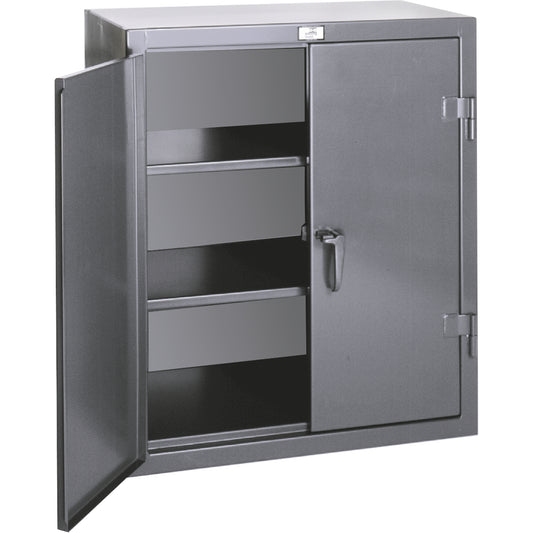 Counter Top Storage Cabinets, Steel, 2 Shelves, 36" H x 24" W x 20" D, Grey
