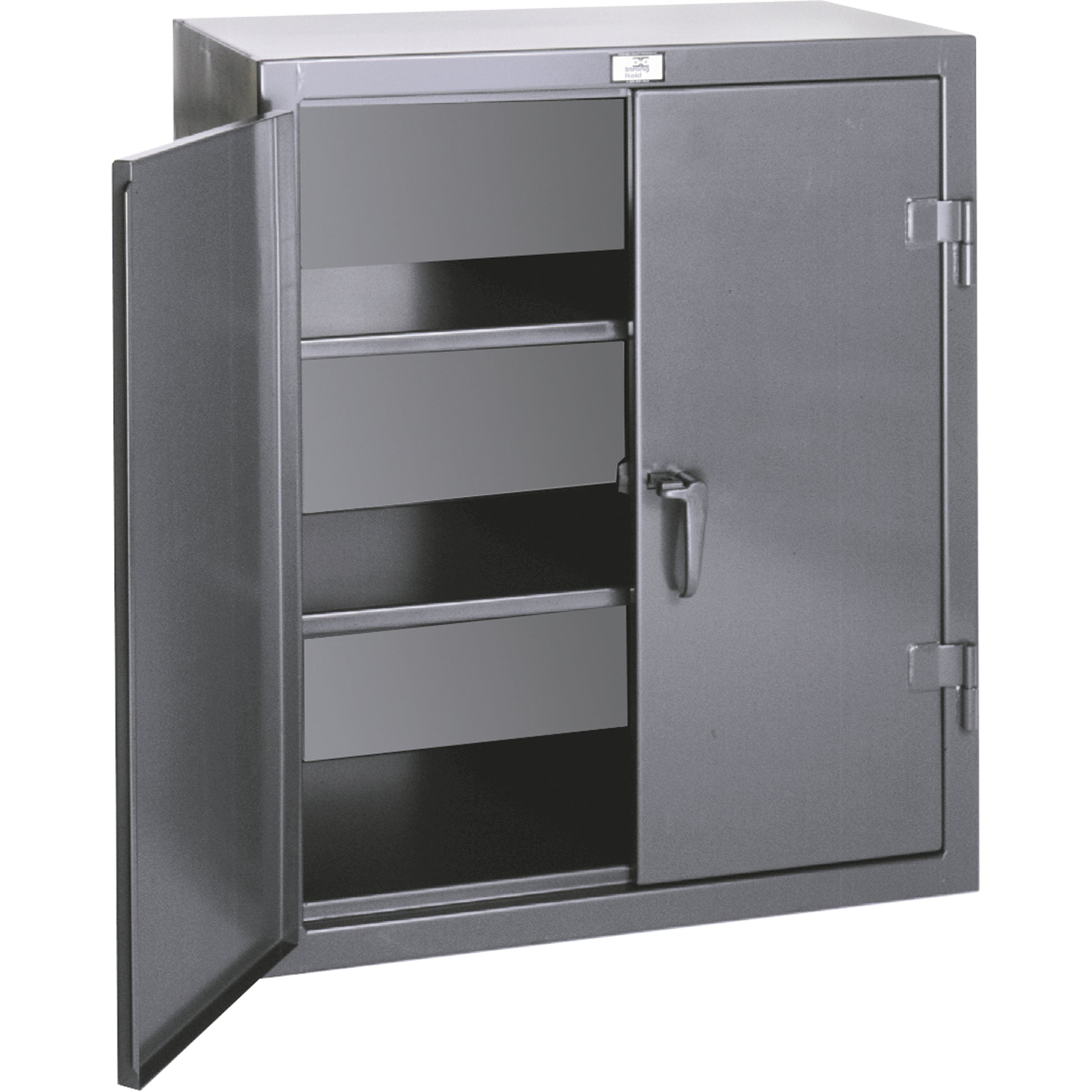 Counter Top Storage Cabinets, Steel, 2 Shelves, 36" H x 36" W x 20" D, Grey