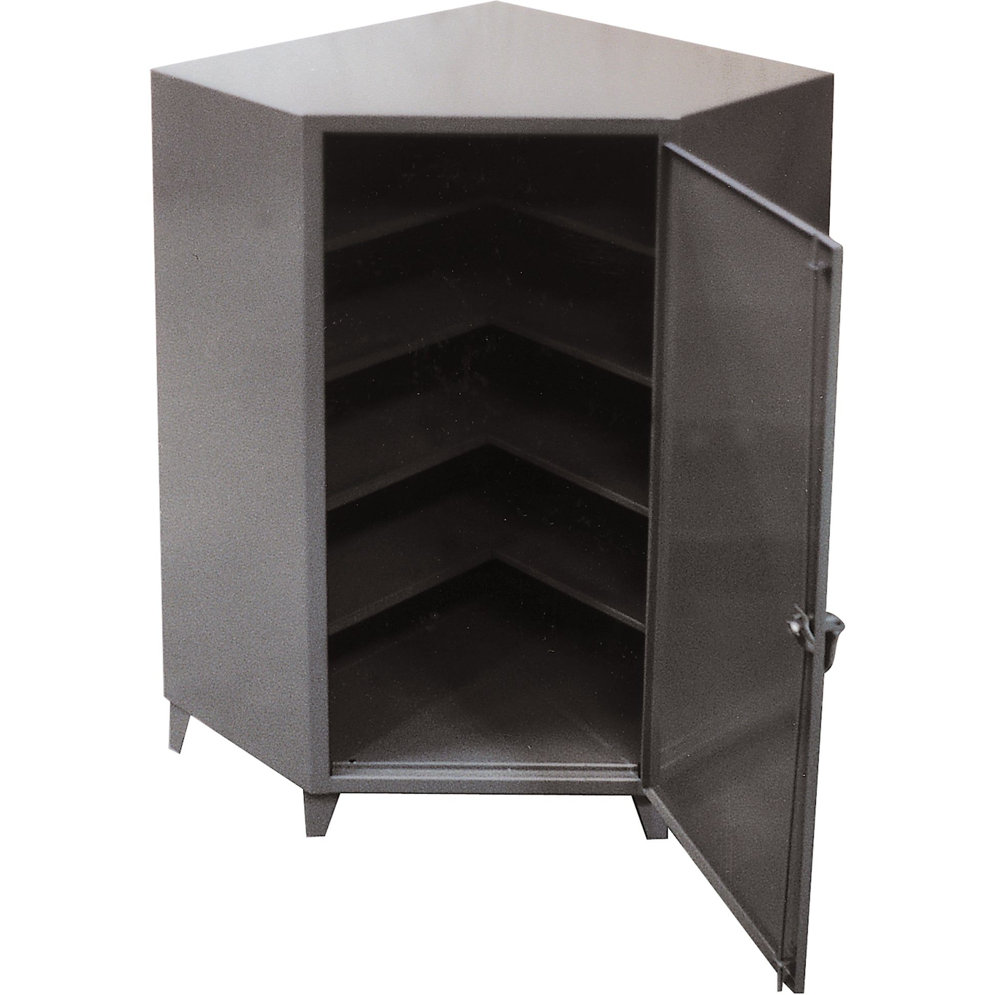Corner Cabinets, Steel, 4 Shelves, 72" H x 48" W x 24" D, Grey