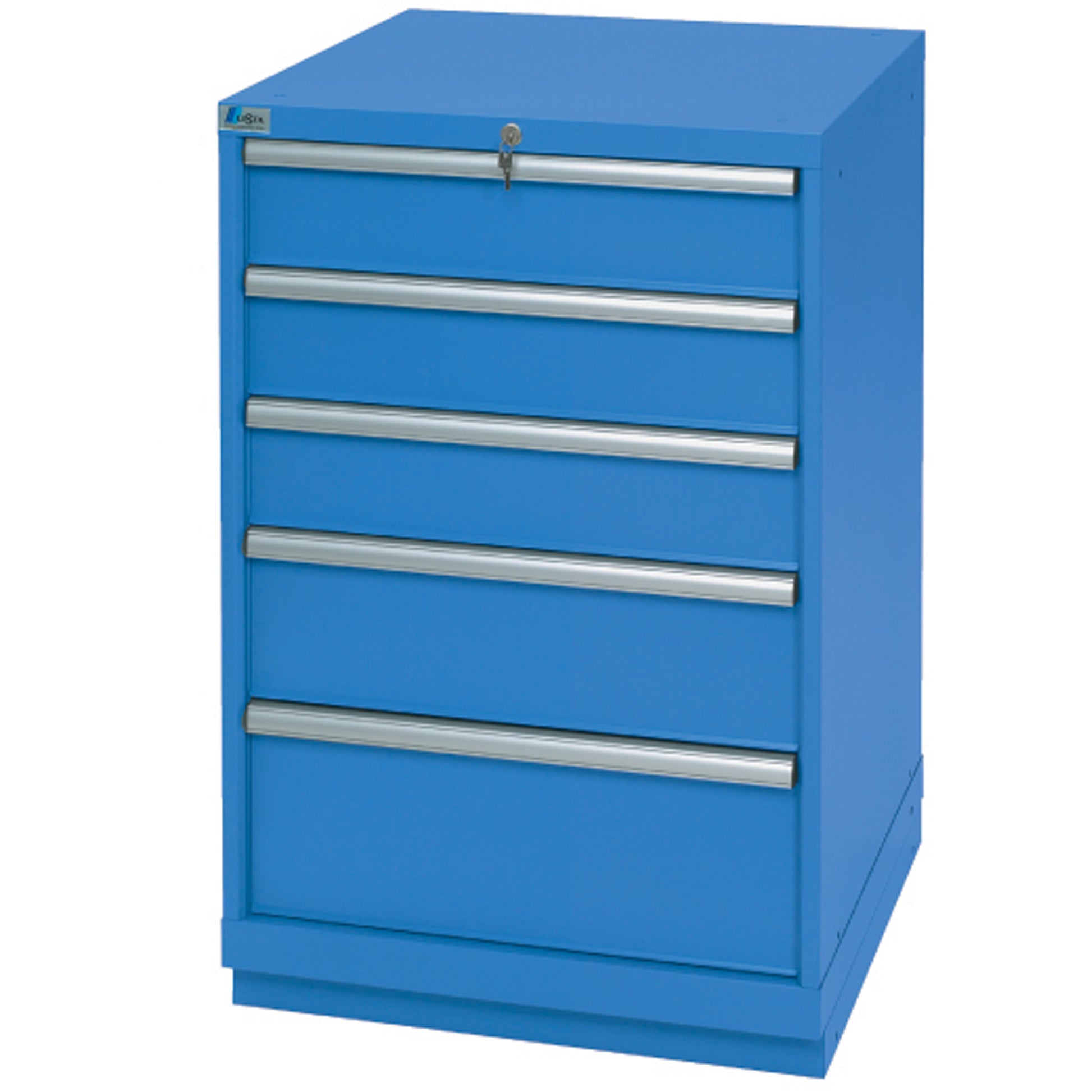 Drawer Cabinets, 5 Drawers, 28-1/4" W x 28-1/2" D x 41-3/4" H, Bright blue
