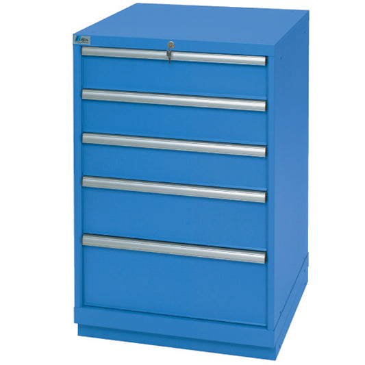 Drawer Cabinets, 5 Drawers, 28-1/4" W x 28-1/2" D x 41-3/4" H, Bright blue