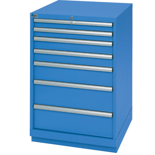 Drawer Cabinets, 7 Drawers, 28-1/4" W x 28-1/2" D x 41-3/4" H, Bright blue