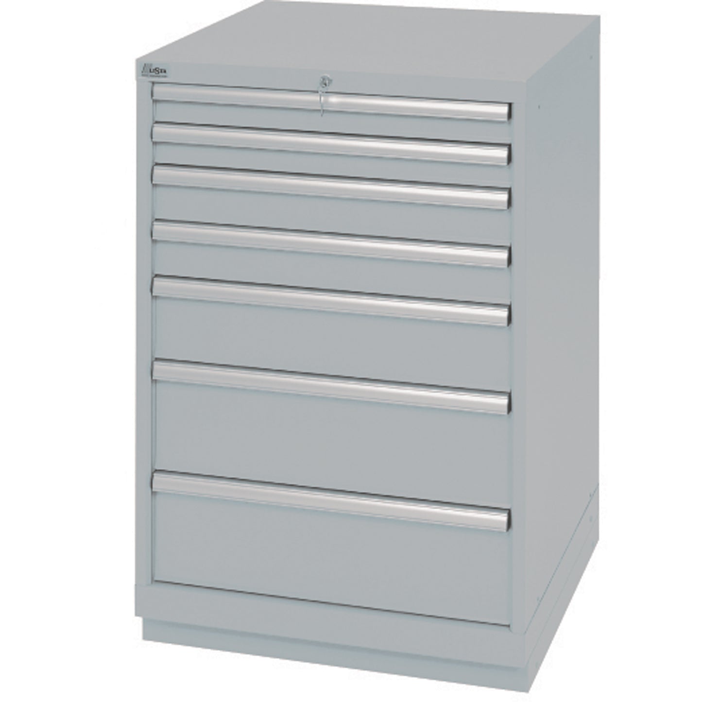 Drawer Cabinets, 7 Drawers, 28-1/4" W x 28-1/2" D x 41-3/4" H, Grey