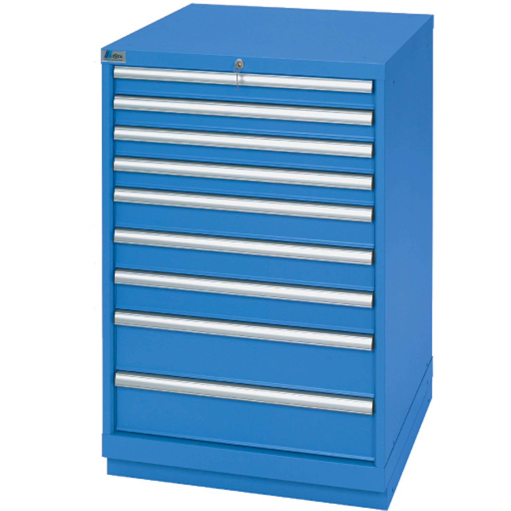 Drawer Cabinets, 9 Drawers, 28-1/4" W x 28-1/2" D x 41-3/4" H, Bright blue
