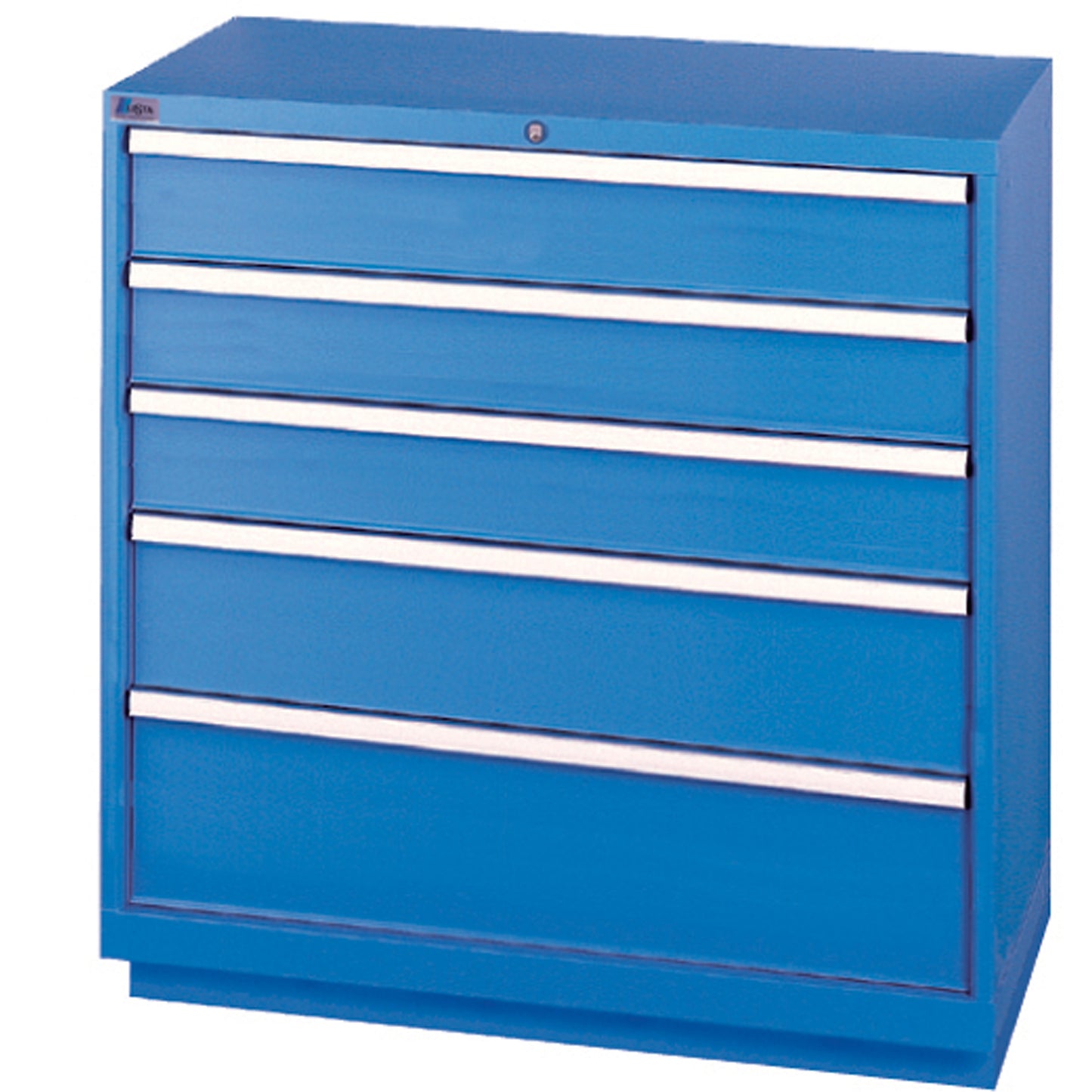 Drawer Cabinets, 5 Drawers, 40-1/4" W x 22-1/2" D x 41-3/4" H, Bright blue