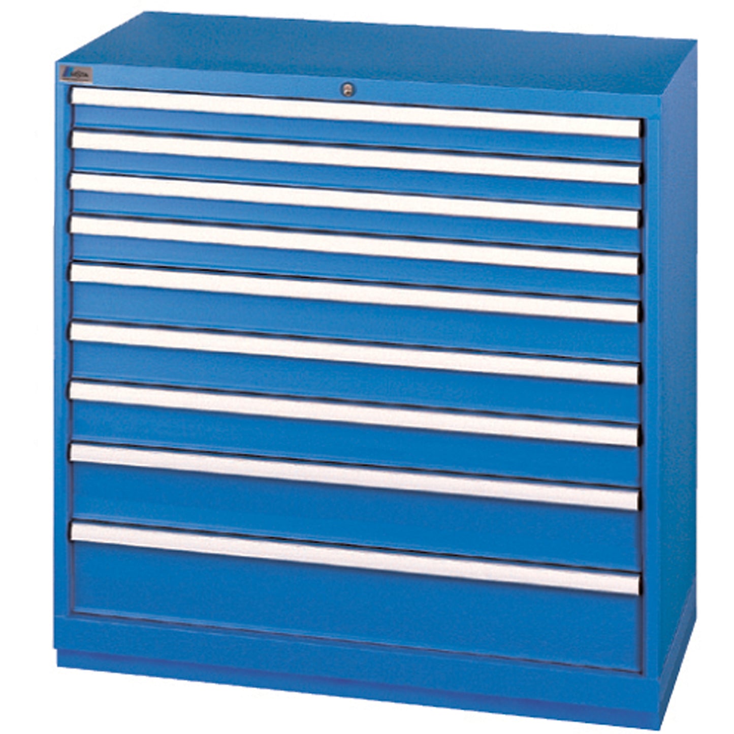 Drawer Cabinets, 9 Drawers, 40-1/4" W x 22-1/2" D x 41-3/4" H, Bright blue