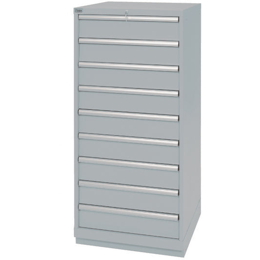 Drawer Cabinets, 9 Drawers, 28-1/4" W x 28-1/2" D x 59-1/2" H, Grey