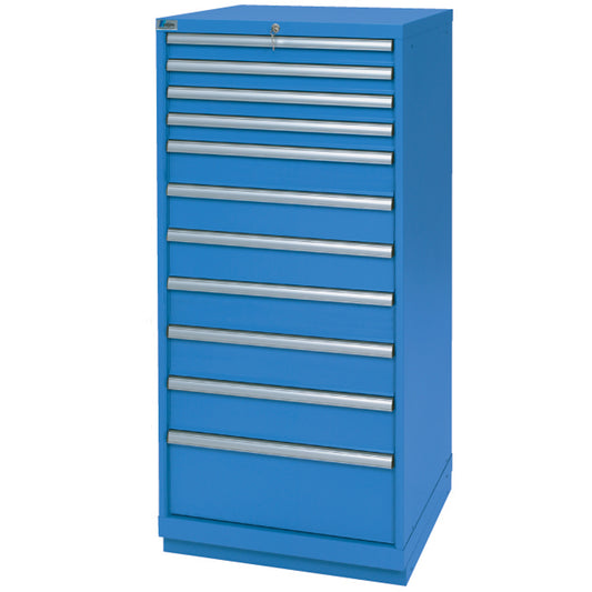 Drawer Cabinets, 11 Drawers, 28-1/4" W x 28-1/2" D x 59-1/2" H, Bright blue