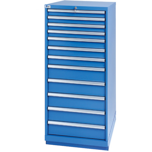 Drawer Cabinets, 12 Drawers, 28-1/4" W x 28-1/2" D x 59-1/2" H, Bright blue