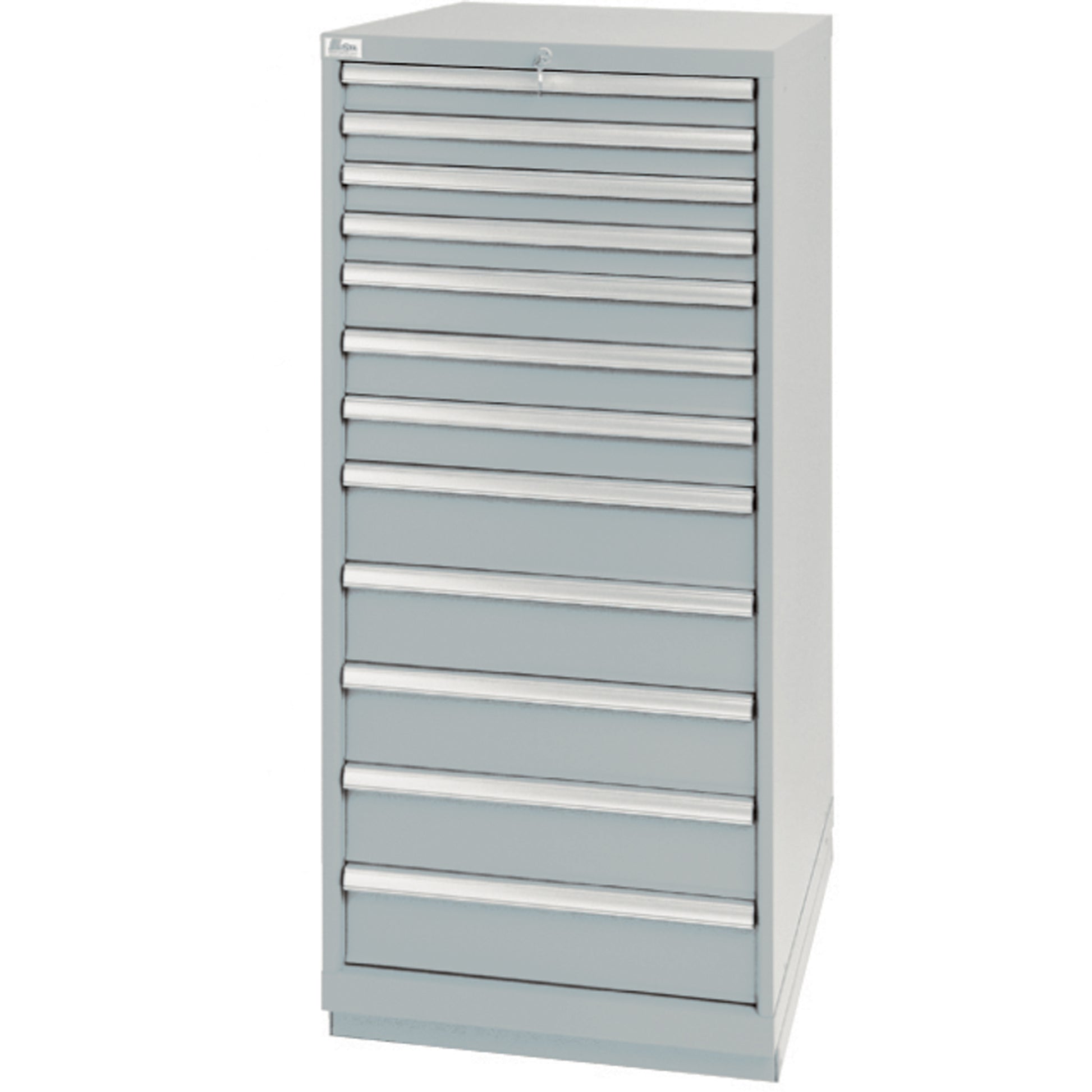Drawer Cabinets, 12 Drawers, 28-1/4" W x 28-1/2" D x 59-1/2" H, Grey