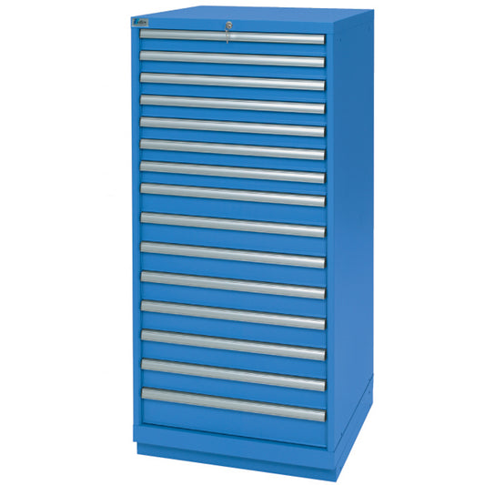 Drawer Cabinets, 15 Drawers, 28-1/4" W x 28-1/2" D x 59-1/2" H, Bright blue
