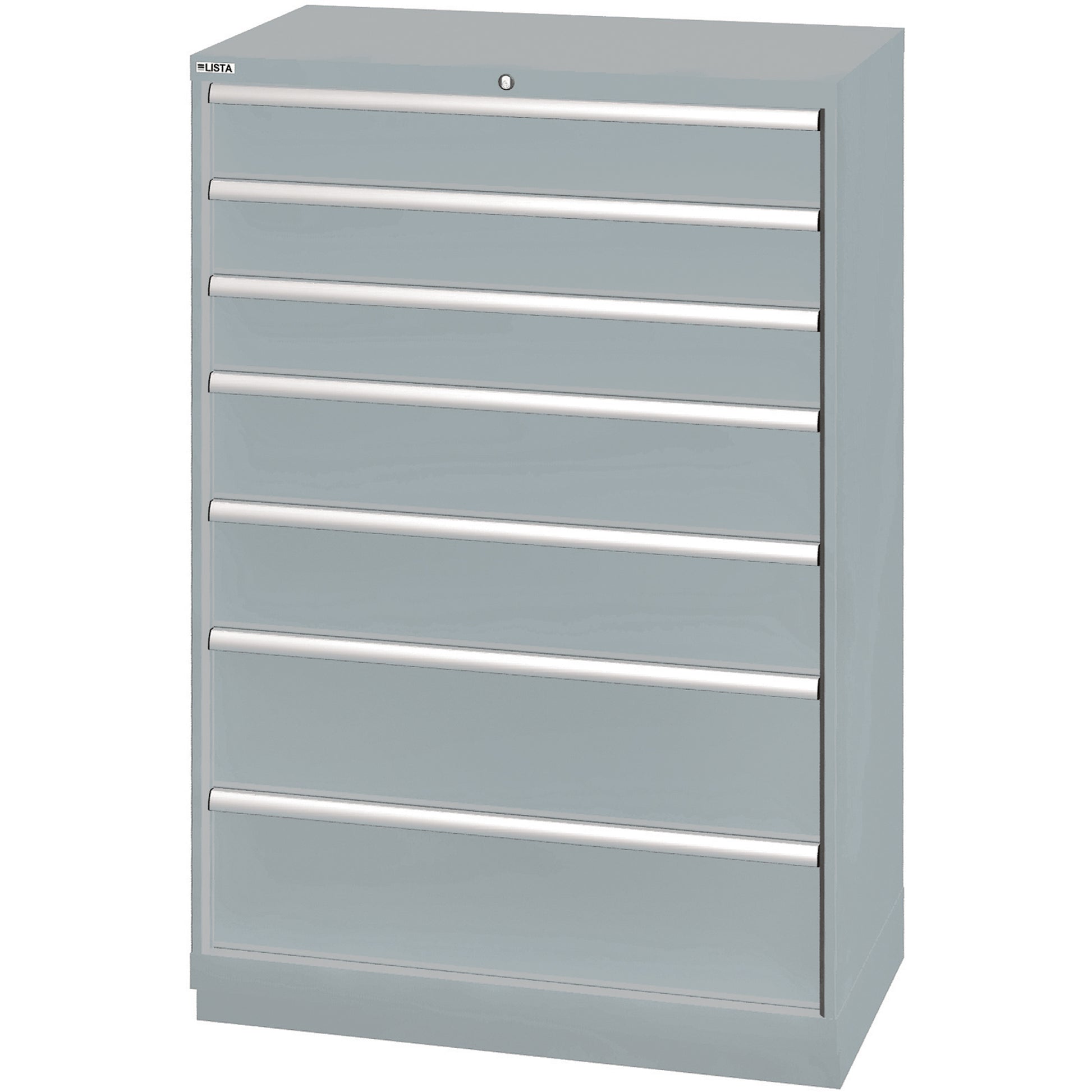 Drawer Cabinets, 7 Drawers, 40-1/4" W x 22-1/2" D x 59-1/2" H, Grey
