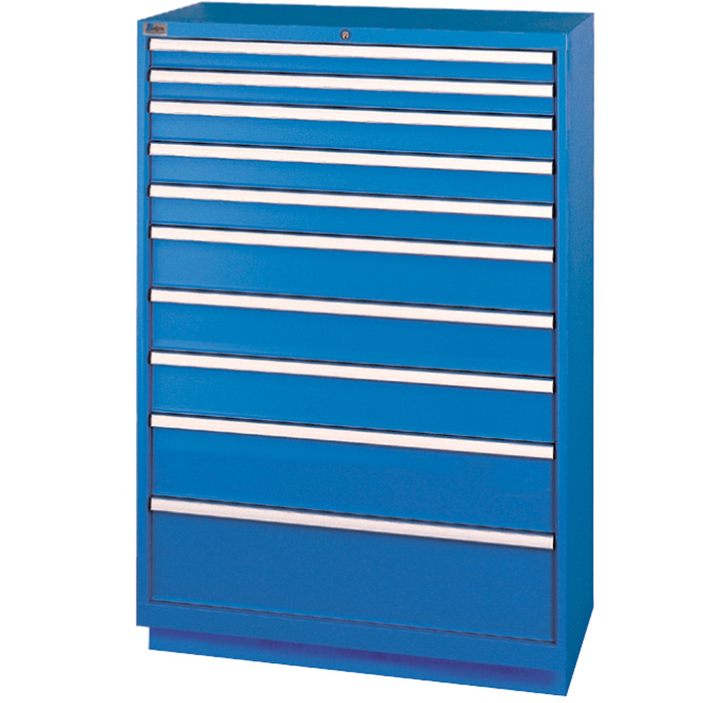 Drawer Cabinets, 10 Drawers, 40-1/4" W x 22-1/2" D x 59-1/2" H, Bright blue