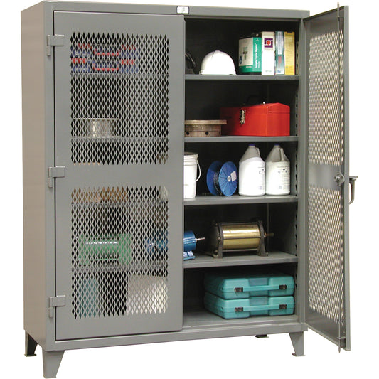 Heavy-Duty Ventilated Storage Cabinets, 4 Shelves, 72" H x 36" W x 24" D, Steel, Grey
