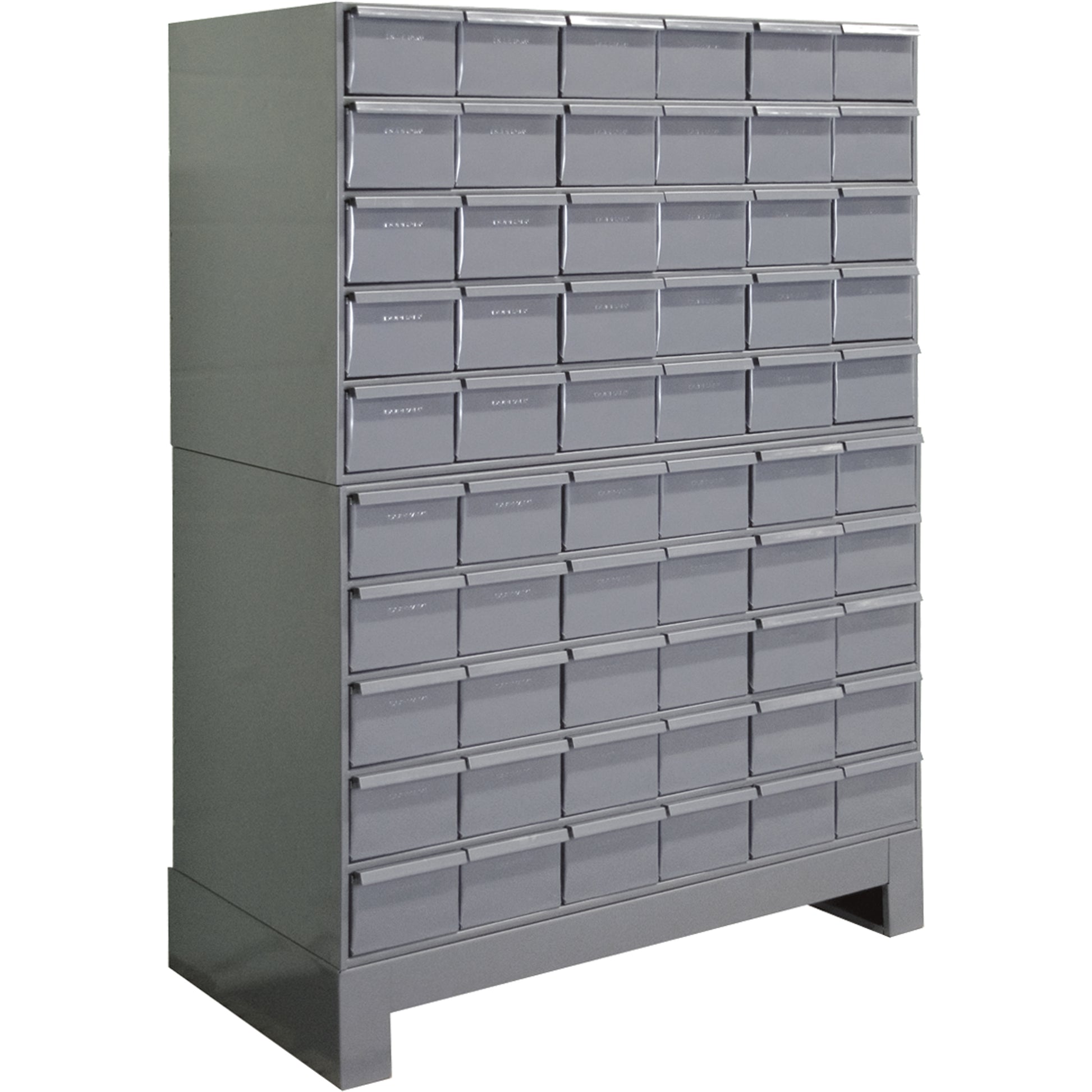 Industrial Drawer Cabinets With Base, 60 Drawers, 34-1/8" W x 12-1/4" D x 48-1/8" H, Grey