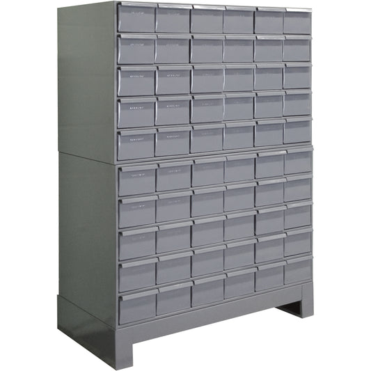 Industrial Drawer Cabinets With Base, 60 Drawers, 34-1/8" W x 12-1/4" D x 48-1/8" H, Grey