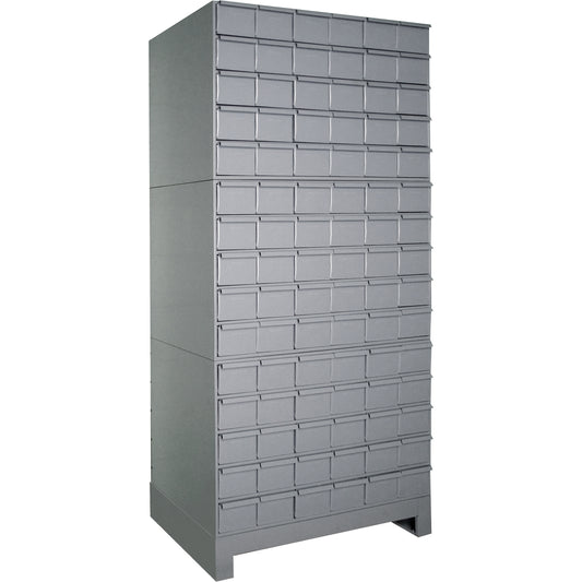 Industrial Drawer Cabinets With Base, 90 Drawers, 34-1/8" W x 12-1/4" D x 69-1/8" H, Grey