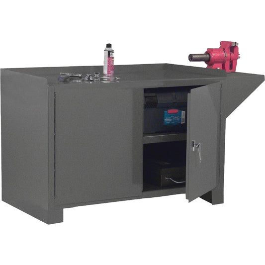 Stationary Workstation, Steel Surface, 60-1/8" W x 24-1/4" D x 36-3/16" H