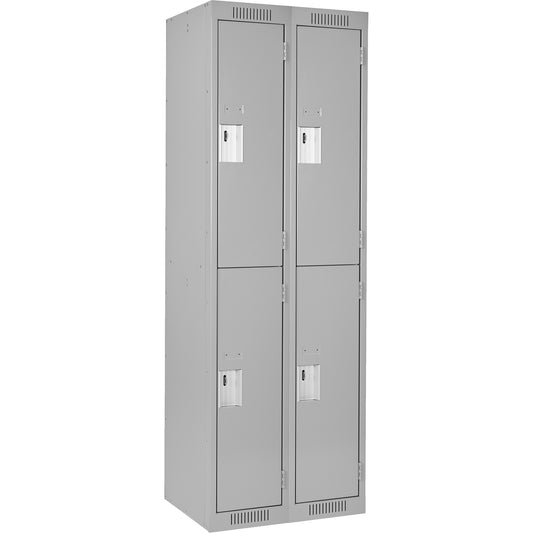Clean Line™ Lockers, 2 -tier, Bank of 2, 24" x 18" x 72", Steel, Grey, Rivet (Assembled)