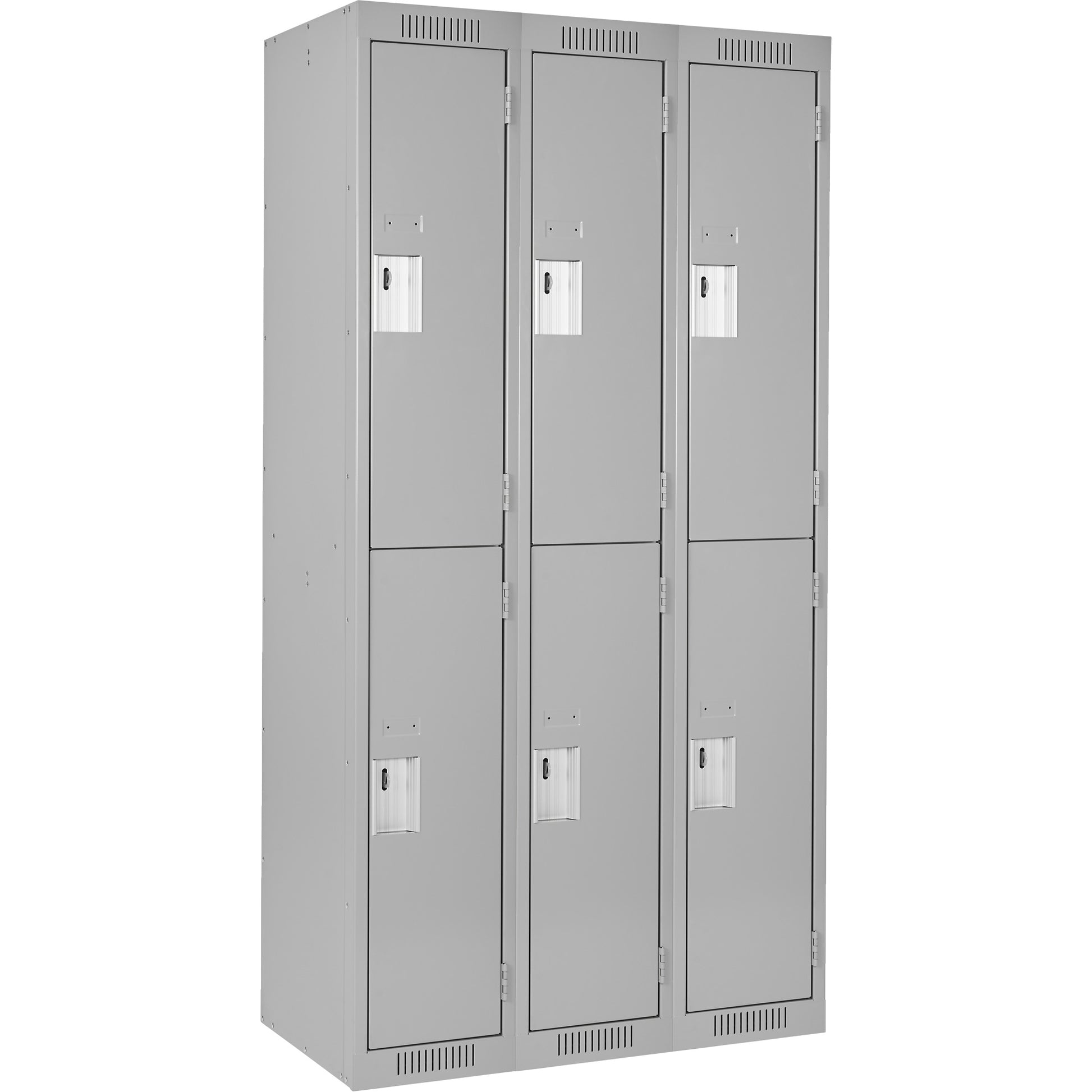 Clean Line™ Lockers, 2 -tier, Bank of 3, 36" x 15" x 72", Steel, Grey, Rivet (Assembled)