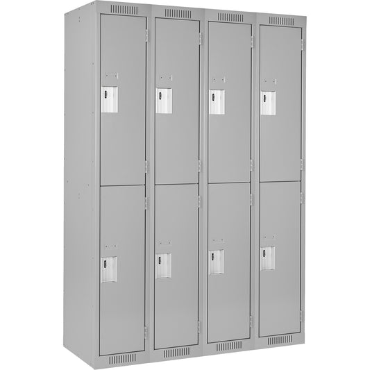 Clean Line™ Lockers, 2 -tier, Bank of 4, 60" x 18" x 72", Steel, Grey, Rivet (Assembled)