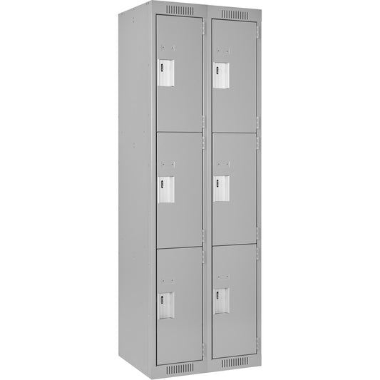 Clean Line™ Lockers, 3 -tier, Bank of 2, 24" x 12" x 72", Steel, Grey, Rivet (Assembled)