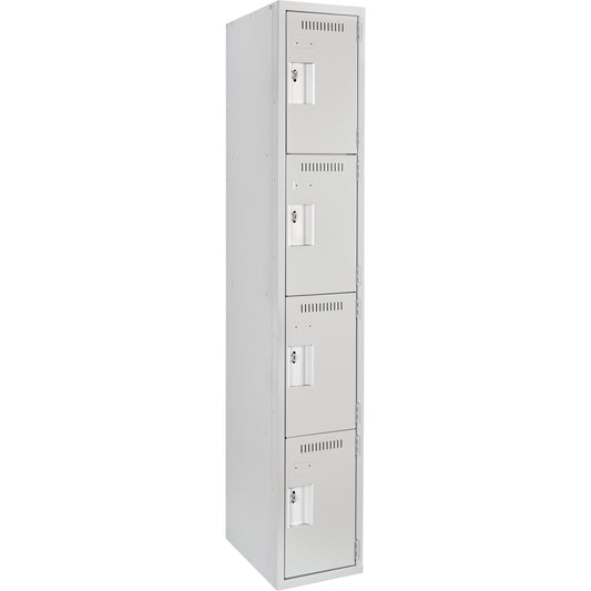 Clean Line™ Lockers, 4 -tier, 12" x 15" x 72", Steel, Grey, Rivet (Assembled)