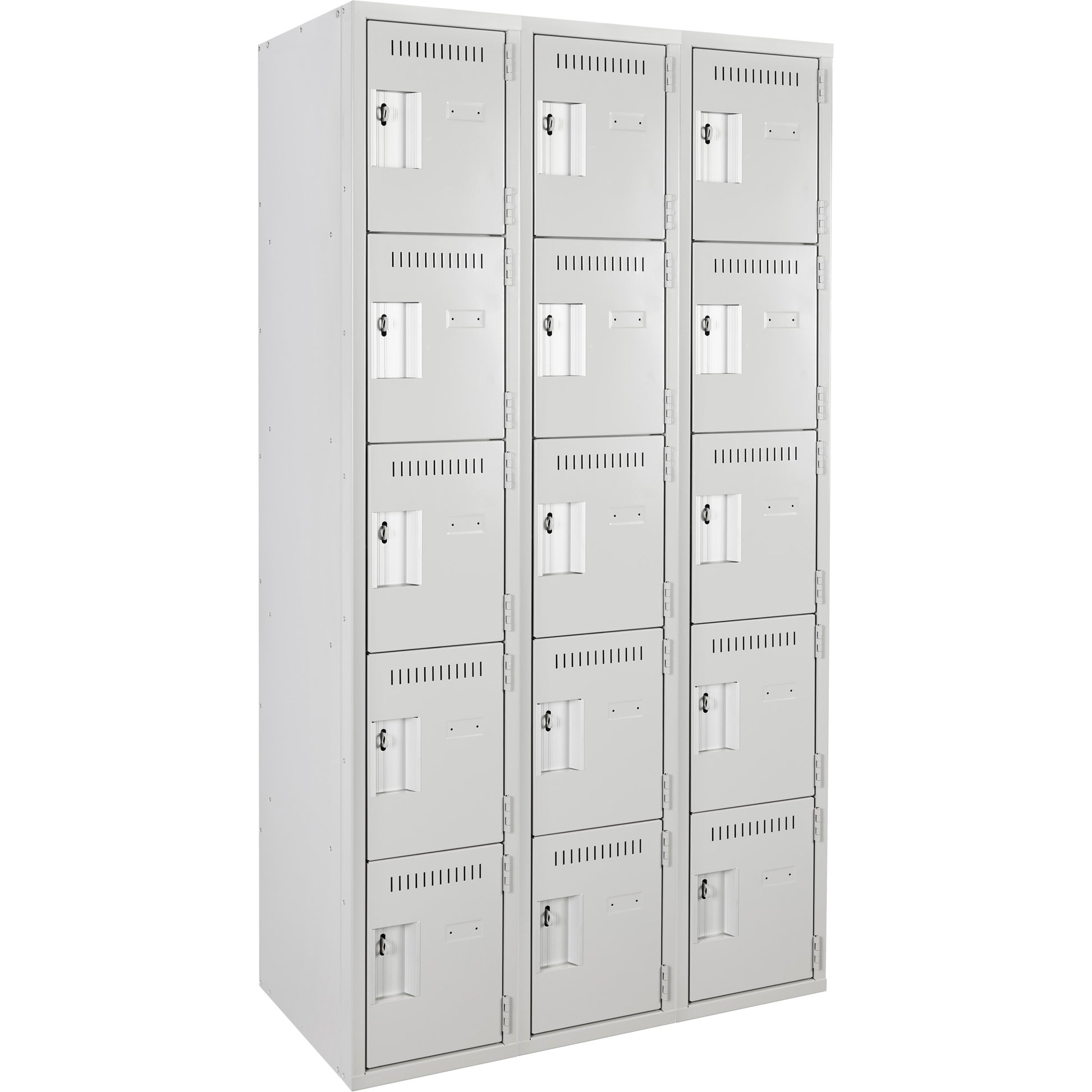 Assembled Clean Line™ Personal Effects Lockers, 5 -tier, Bank of 3, 15" x 72" x 36", Steel