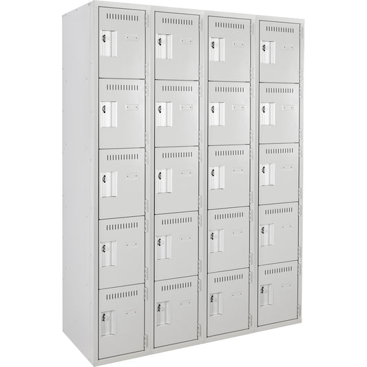 Clean Line™ Lockers, 5 -tier, Bank of 4, 48" x 18" x 72", Steel, Grey, Rivet (Assembled)