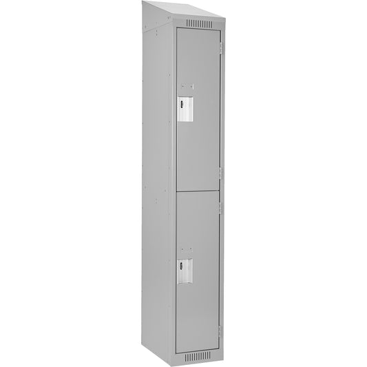 Clean Line™ Lockers, 2 -tier, 15" x 15" x 78", Steel, Grey, Rivet (Assembled)