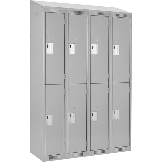 Clean Line™ Lockers, 2 -tier, Bank of 4, 72" x 18" x 78", Steel, Grey, Rivet (Assembled)