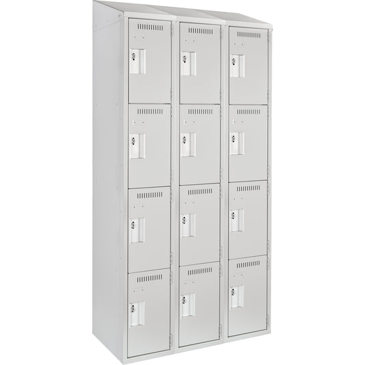 Clean Line™ Lockers, 4 -tier, Bank of 3, 36" x 15" x 78", Steel, Grey, Rivet (Assembled)