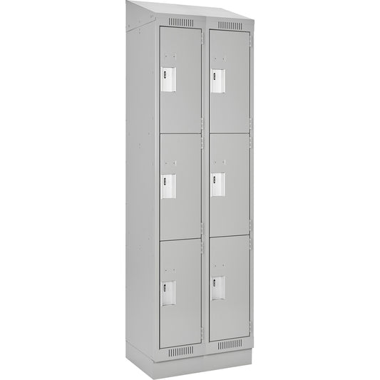 Clean Line™ Lockers, 3 -tier, Bank of 2, 36" x 18" x 82", Steel, Grey, Rivet (Assembled)