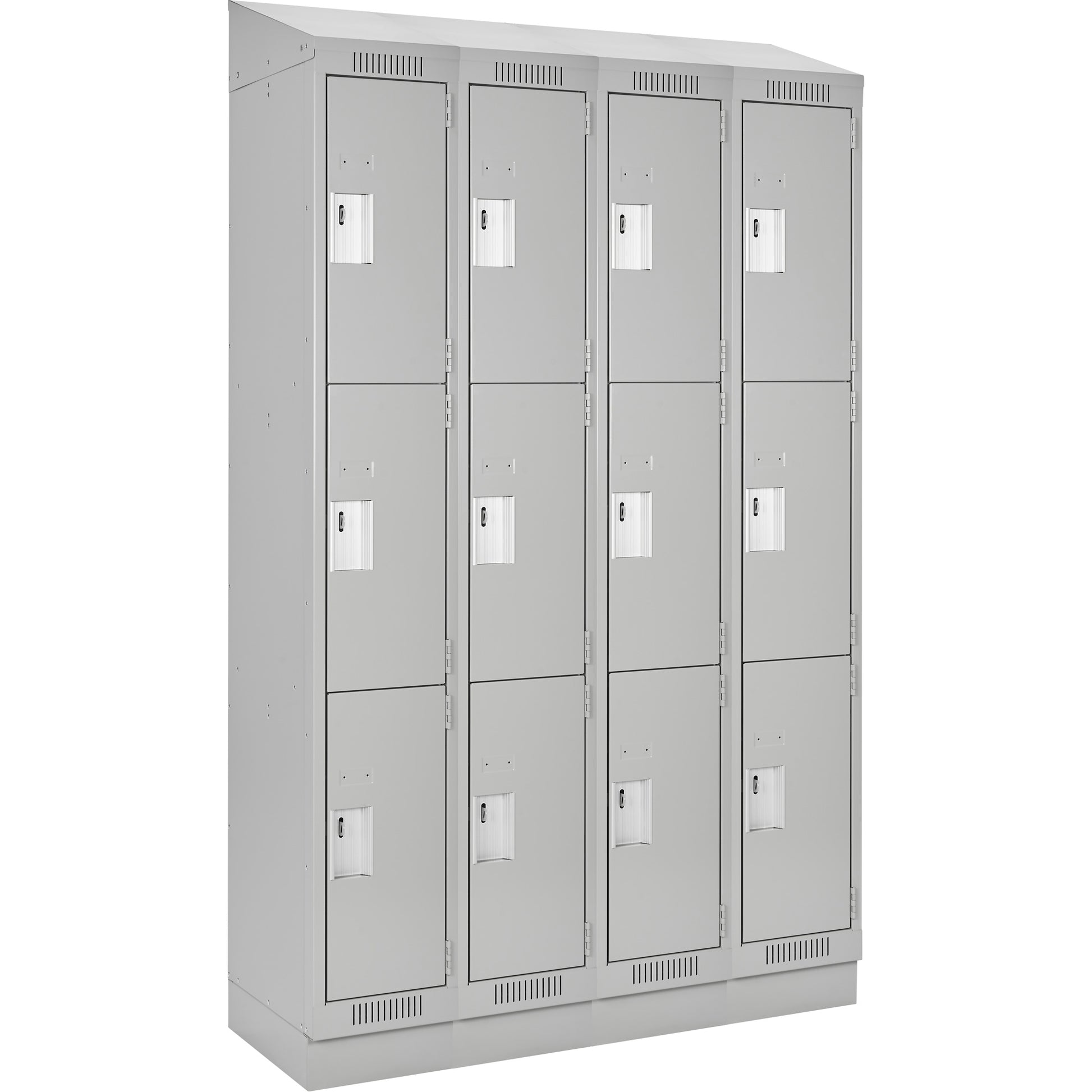 Clean Line™ Lockers, 3 -tier, Bank of 4, 48" x 15" x 82", Steel, Grey, Rivet (Assembled)