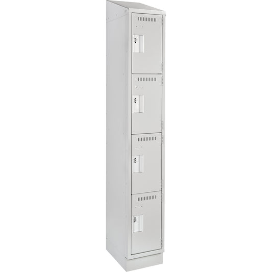 Clean Line™ Lockers, 4 -tier, 12" x 12" x 82", Steel, Grey, Rivet (Assembled)