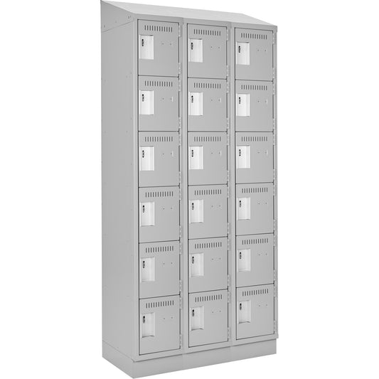 Clean-Line Lockerette, 6 -tier, Bank of 3, 18" x 72" x 15", Steel