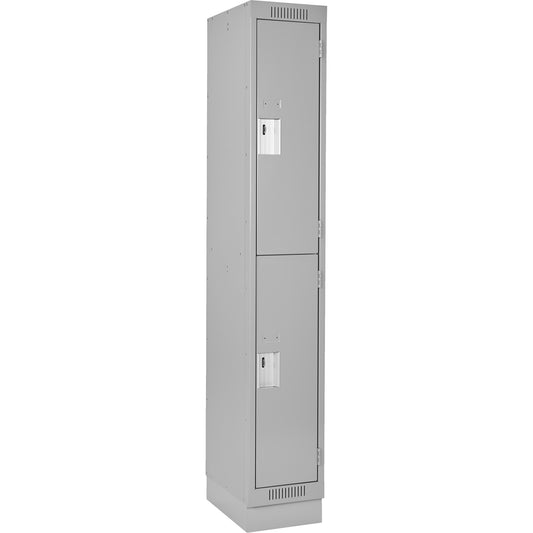 Clean Line™ Lockers, 2 -tier, 12" x 18" x 76", Steel, Grey, Rivet (Assembled)