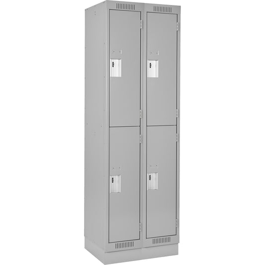 Clean Line™ Lockers, 2 -tier, Bank of 2, 24" x 12" x 76", Steel, Grey, Rivet (Assembled)