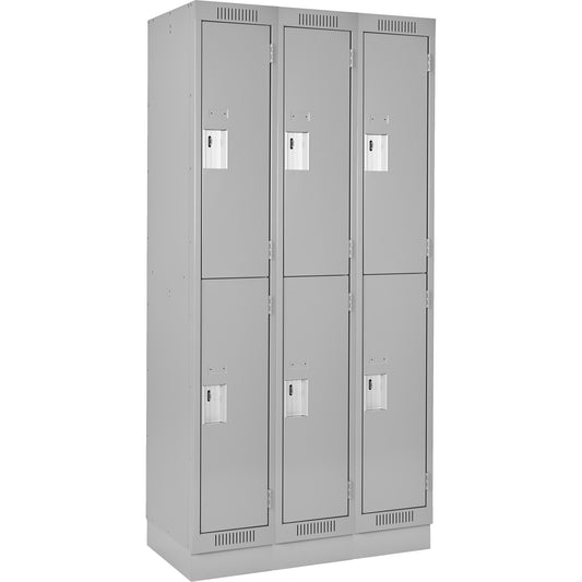 Clean Line™ Lockers, 2 -tier, Bank of 3, 54" x 18" x 76", Steel, Grey, Rivet (Assembled)