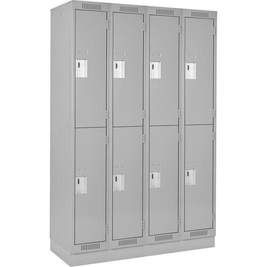 Clean Line™ Lockers, 2 -tier, Bank of 4, 60" x 18" x 76", Steel, Grey, Rivet (Assembled)