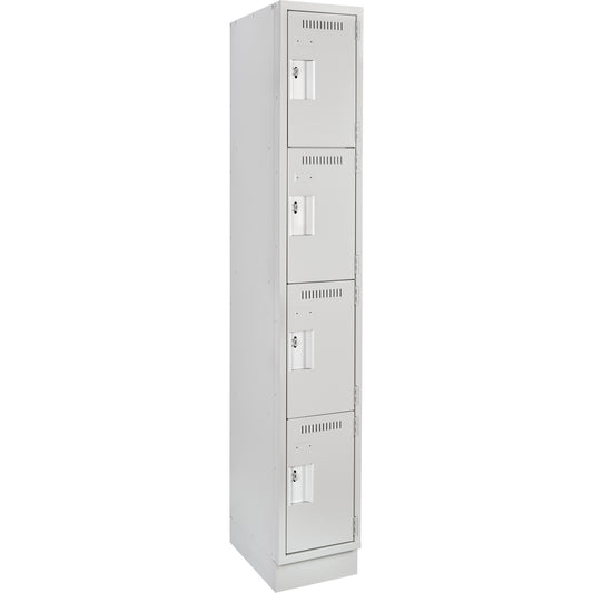 Clean Line™ Lockers, 4 -tier, 12" x 12" x 76", Steel, Grey, Rivet (Assembled)