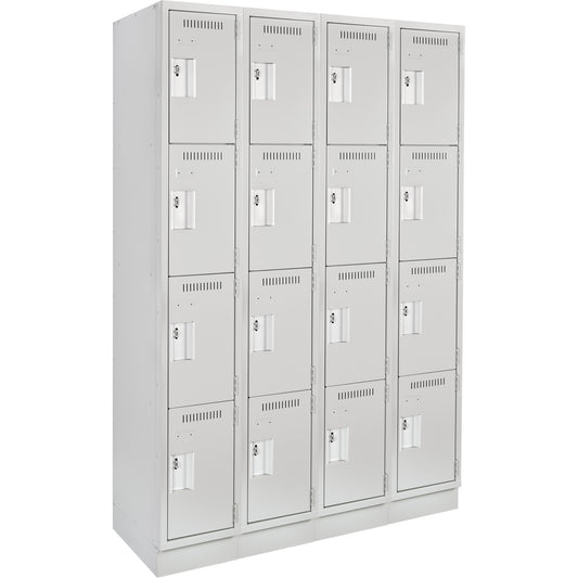 Clean Line™ Lockers, 4 -tier, Bank of 4, 48" x 15" x 76", Steel, Grey, Rivet (Assembled)