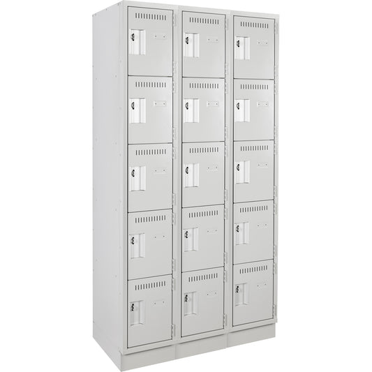 Assembled Clean Line™ Personal Effects Lockers, 5 -tier, Bank of 3, 12" x 76" x 36", Steel